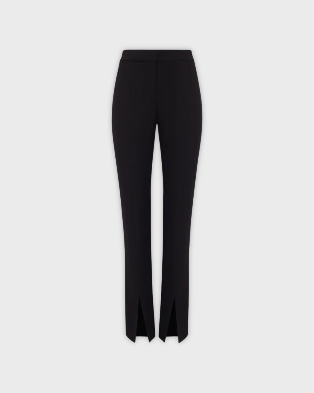 Front-Slit Black Straight-Leg Trousers