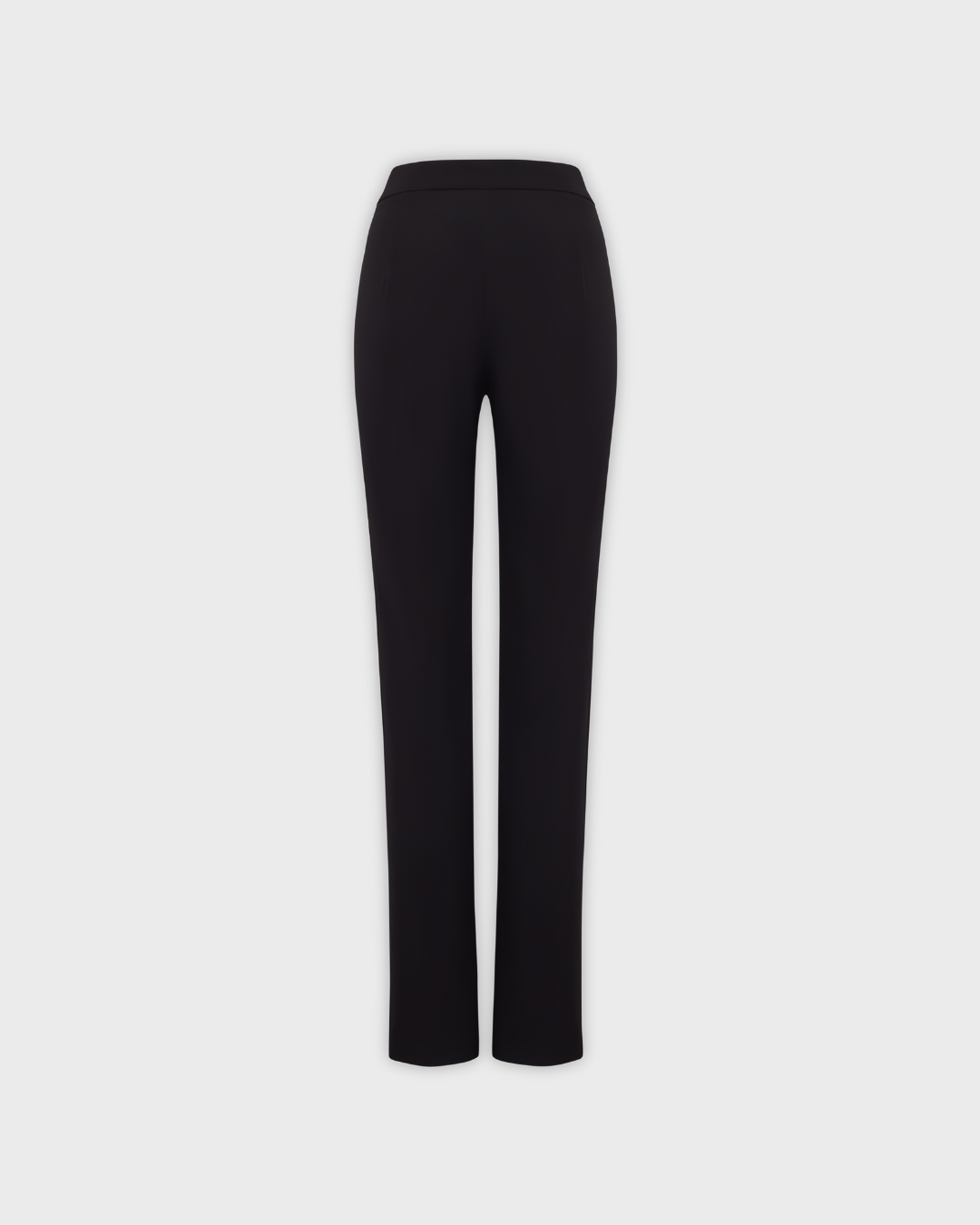 Front-Slit Black Straight-Leg Trousers