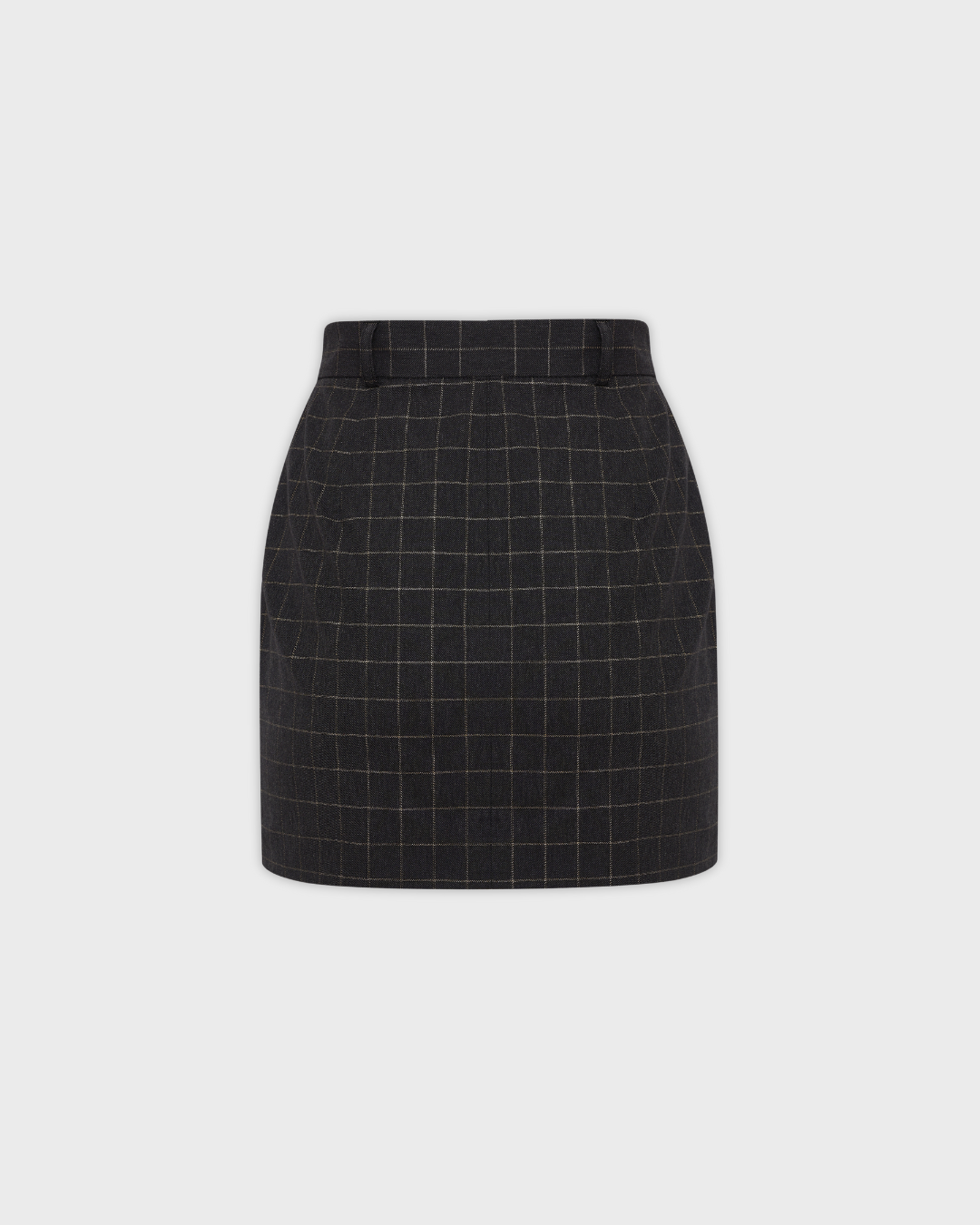 Black Mini Skirt in Gold Checkered Fabric
