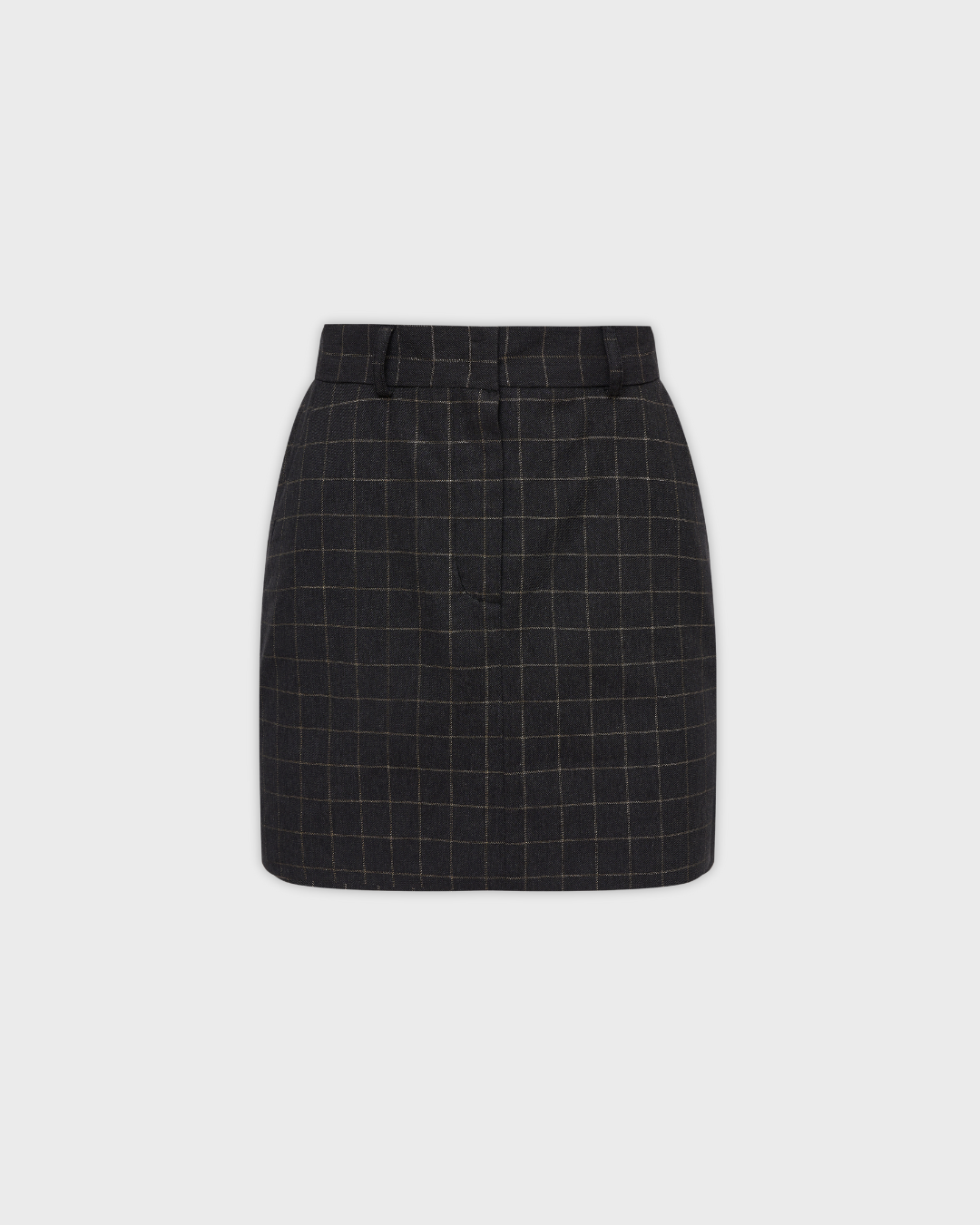 Black Mini Skirt in Gold Checkered Fabric