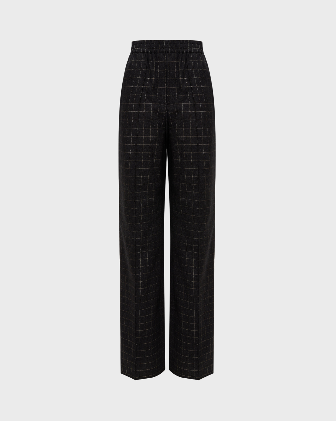 Gold Checkered Elastic Waist Pants