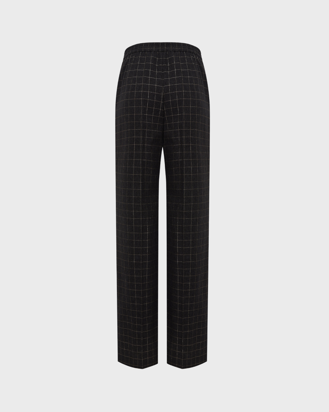 Gold Checkered Elastic Waist Pants