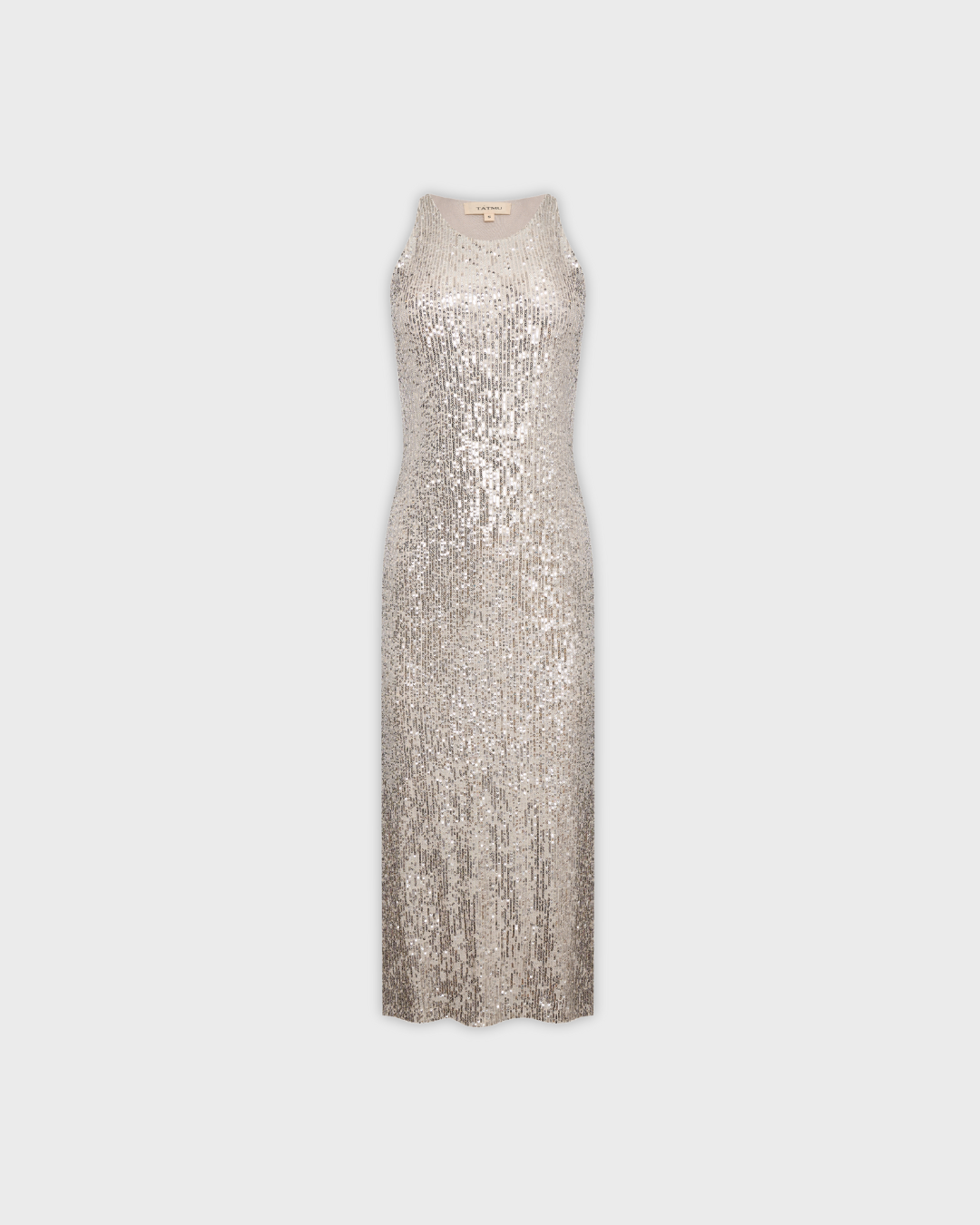 Midi Slip Dress in Silver Sequins