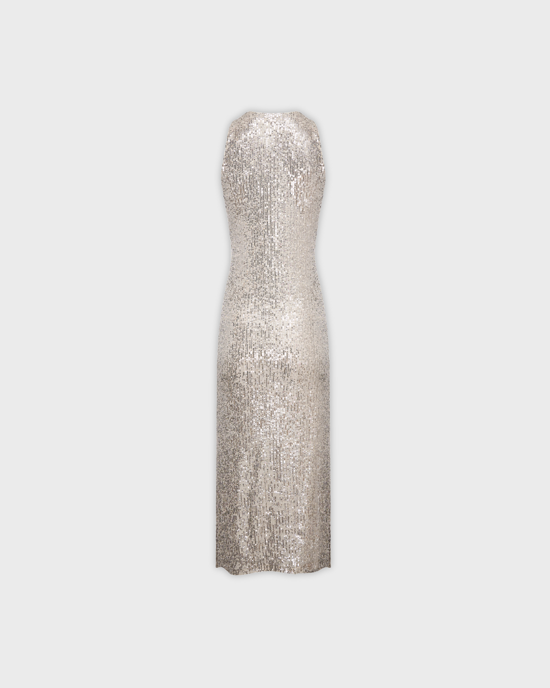 Midi Slip Dress in Silver Sequins