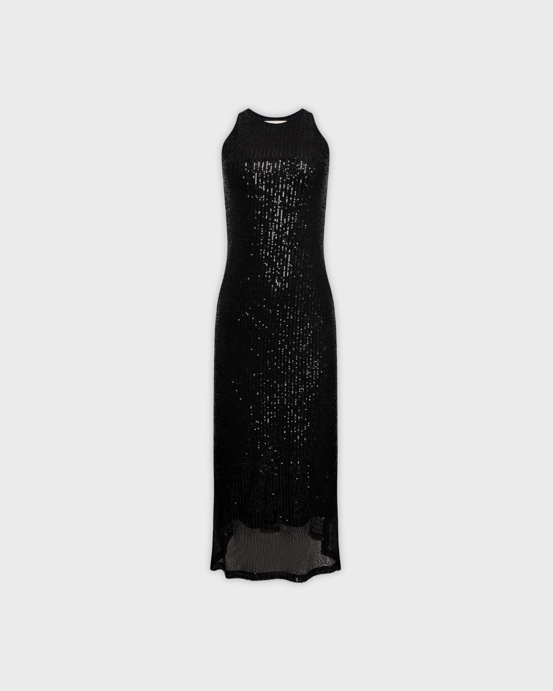 Midi Slip Dress in Black Sequins