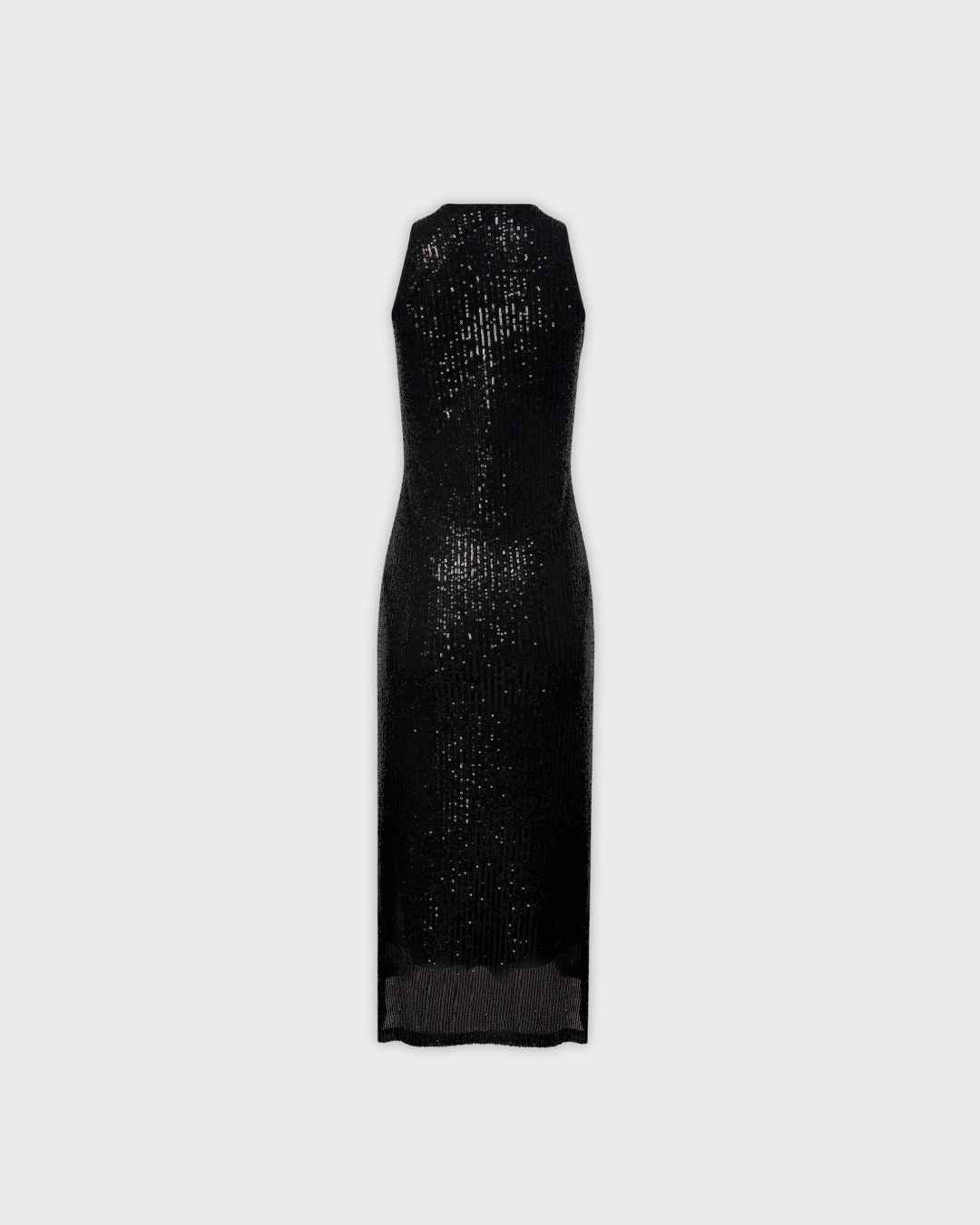 Midi Slip Dress in Black Sequins