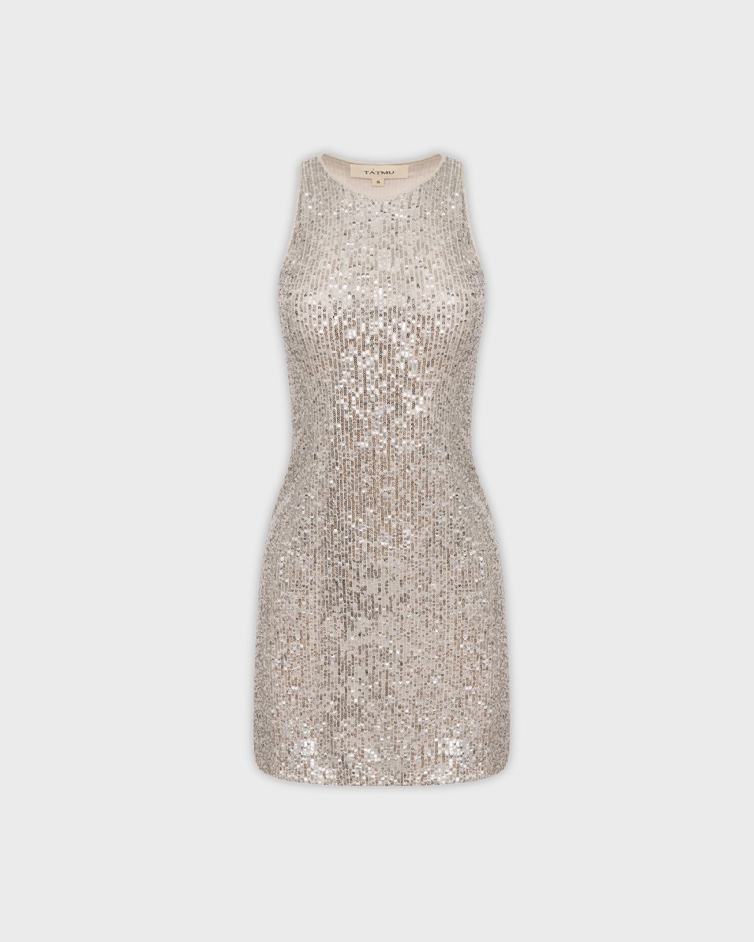 Mini Slip Dress in Silver Sequins
