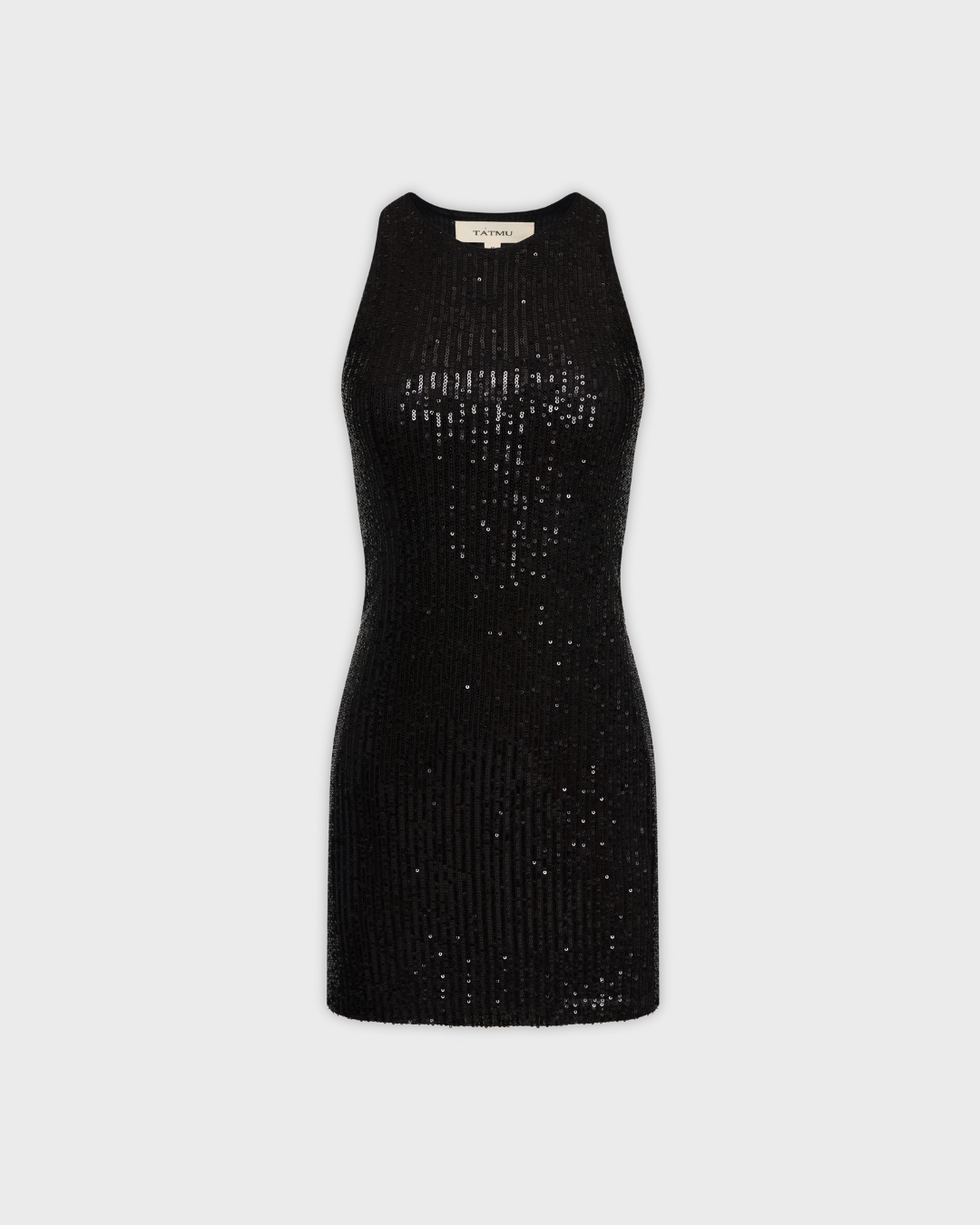 Mini Slip Dress in Black Sequins