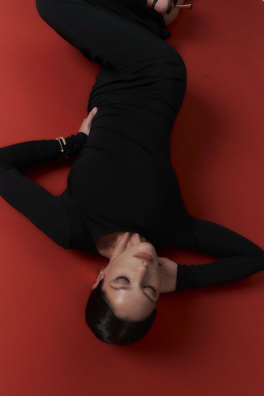 Black Maxi Dress with Draping