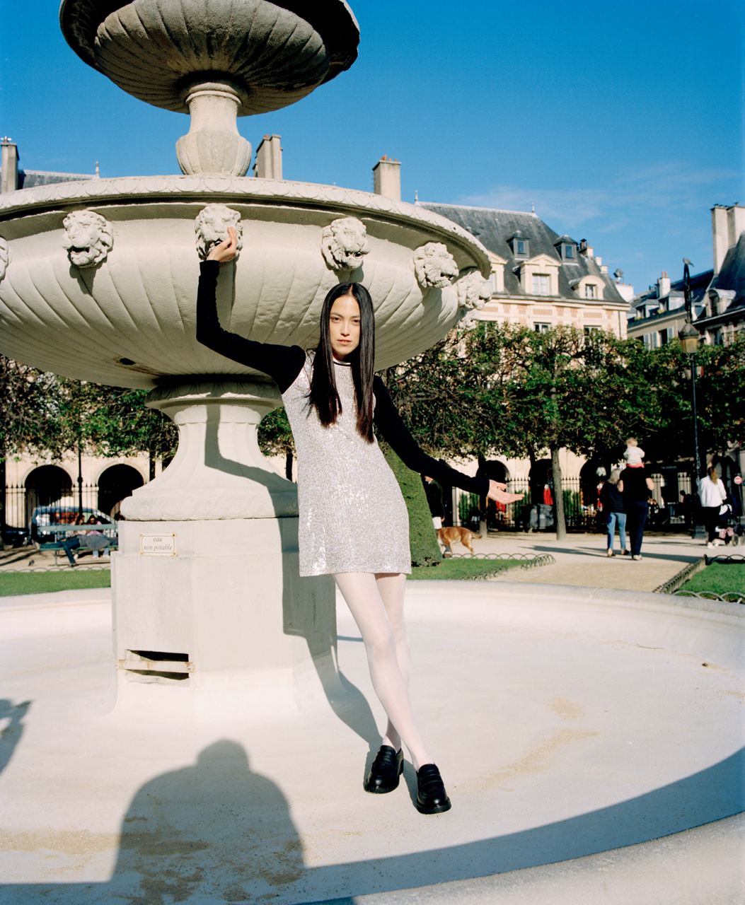 Mini Slip Dress in Silver Sequins