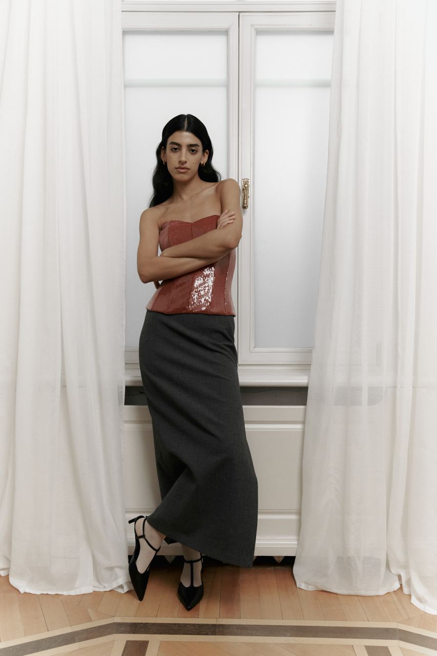 Graphite Maxi Skirt with Slit