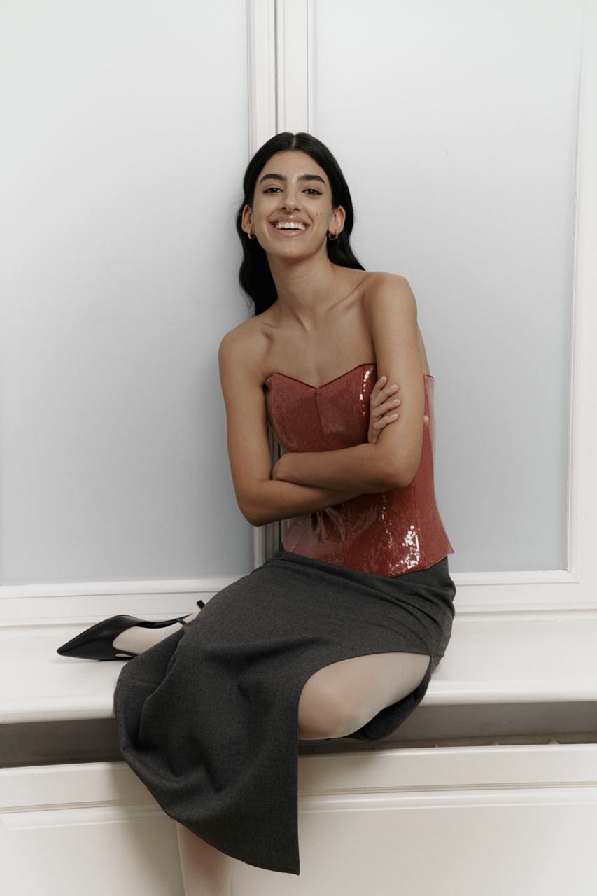 Graphite Maxi Skirt with Slit