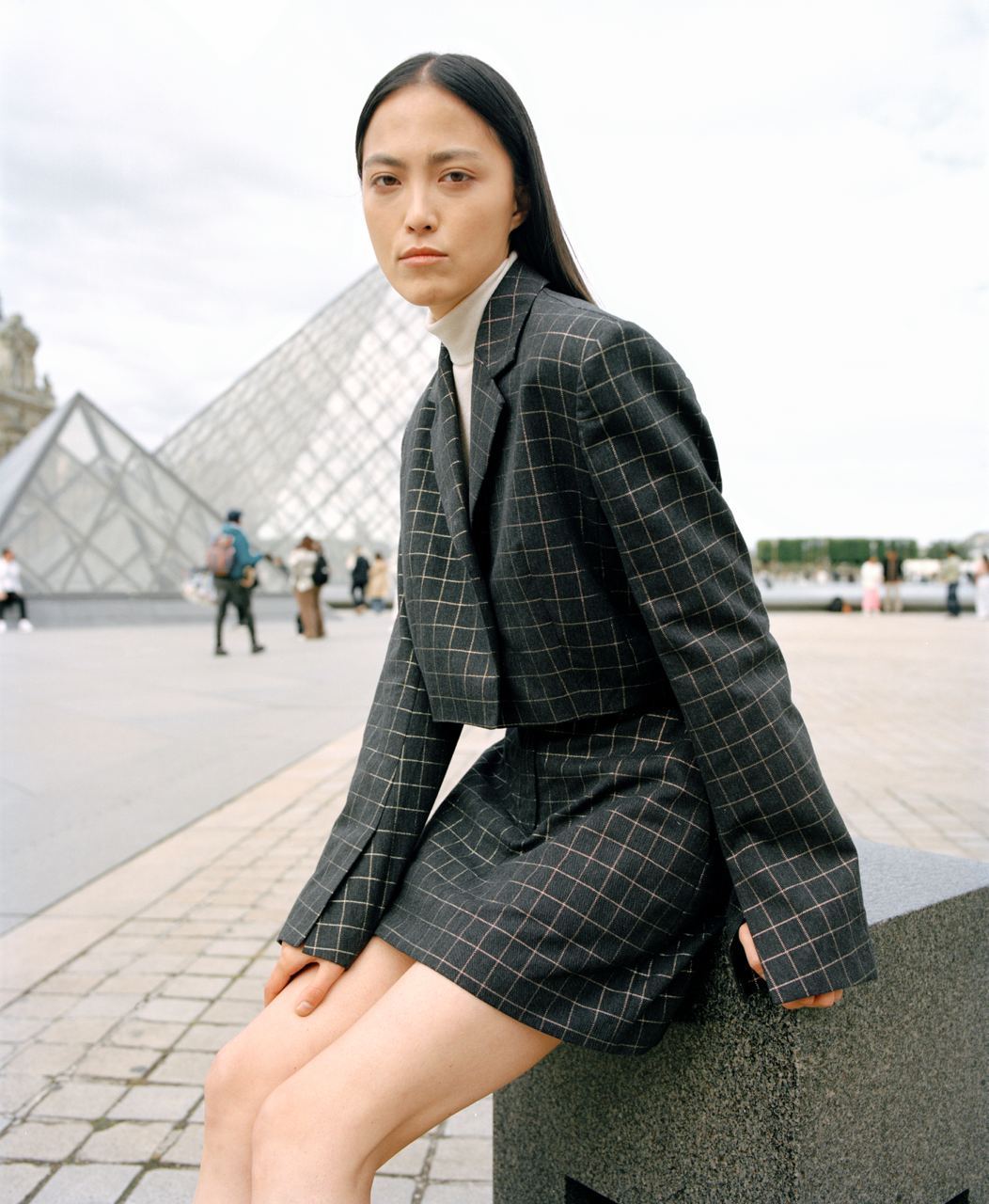 Cropped Blazer with Gold Thread